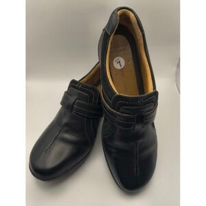 Clarks Artisan Unstructured Loafers Womens 7 Black Leather Slip On Shoe